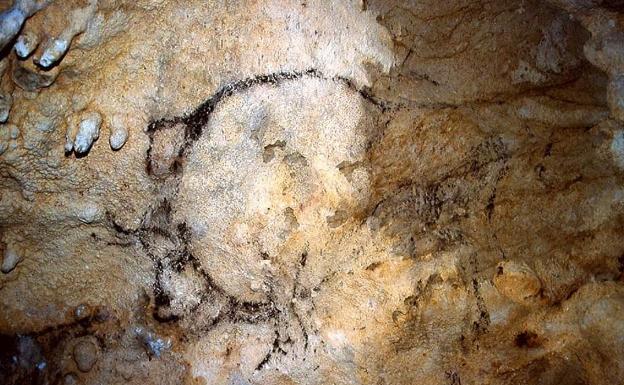 Pintura rupestre en la cueva de Sámano.