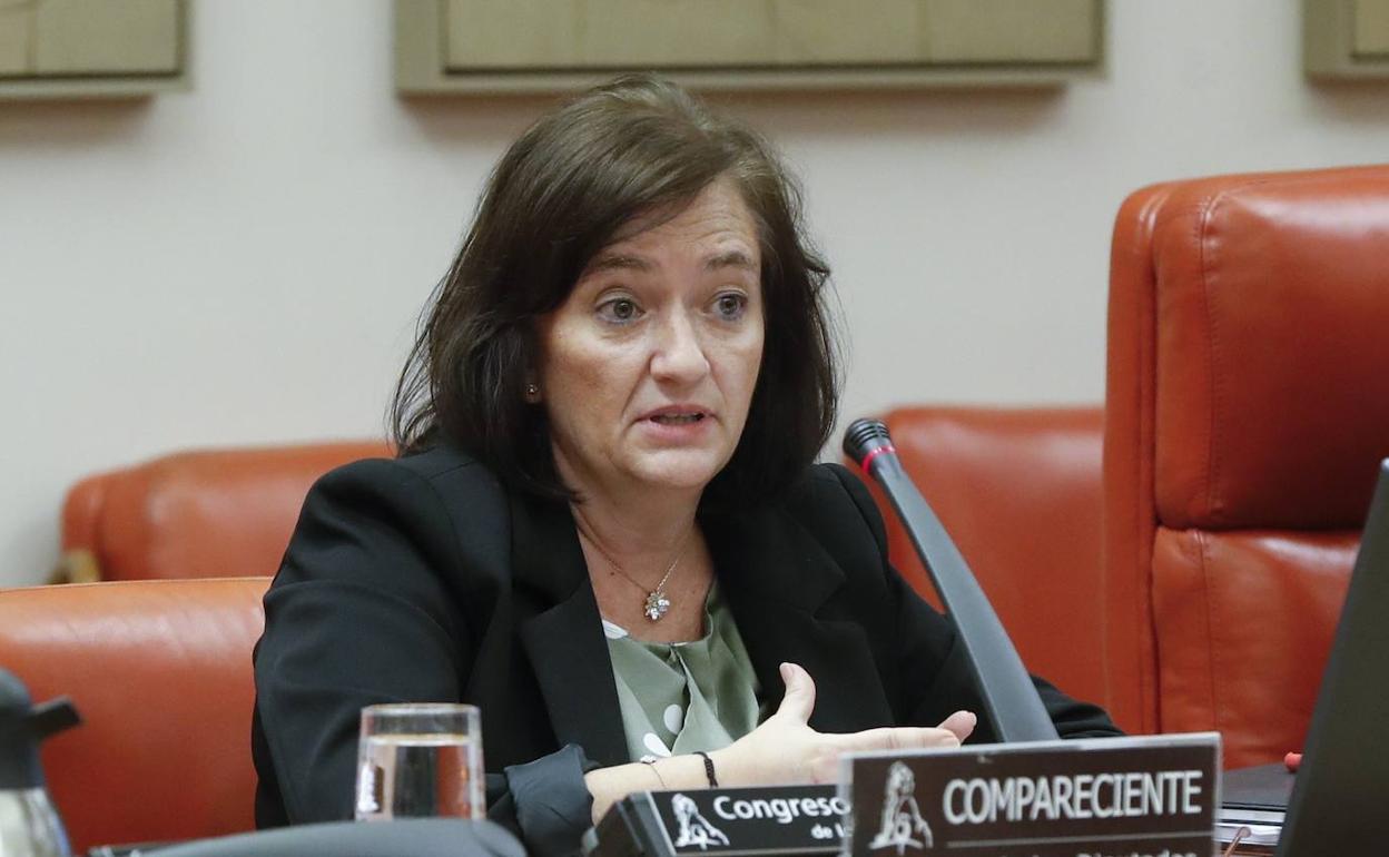 La presidenta de la AIReF, Cristina Herrero, hoy en el Congreso. 