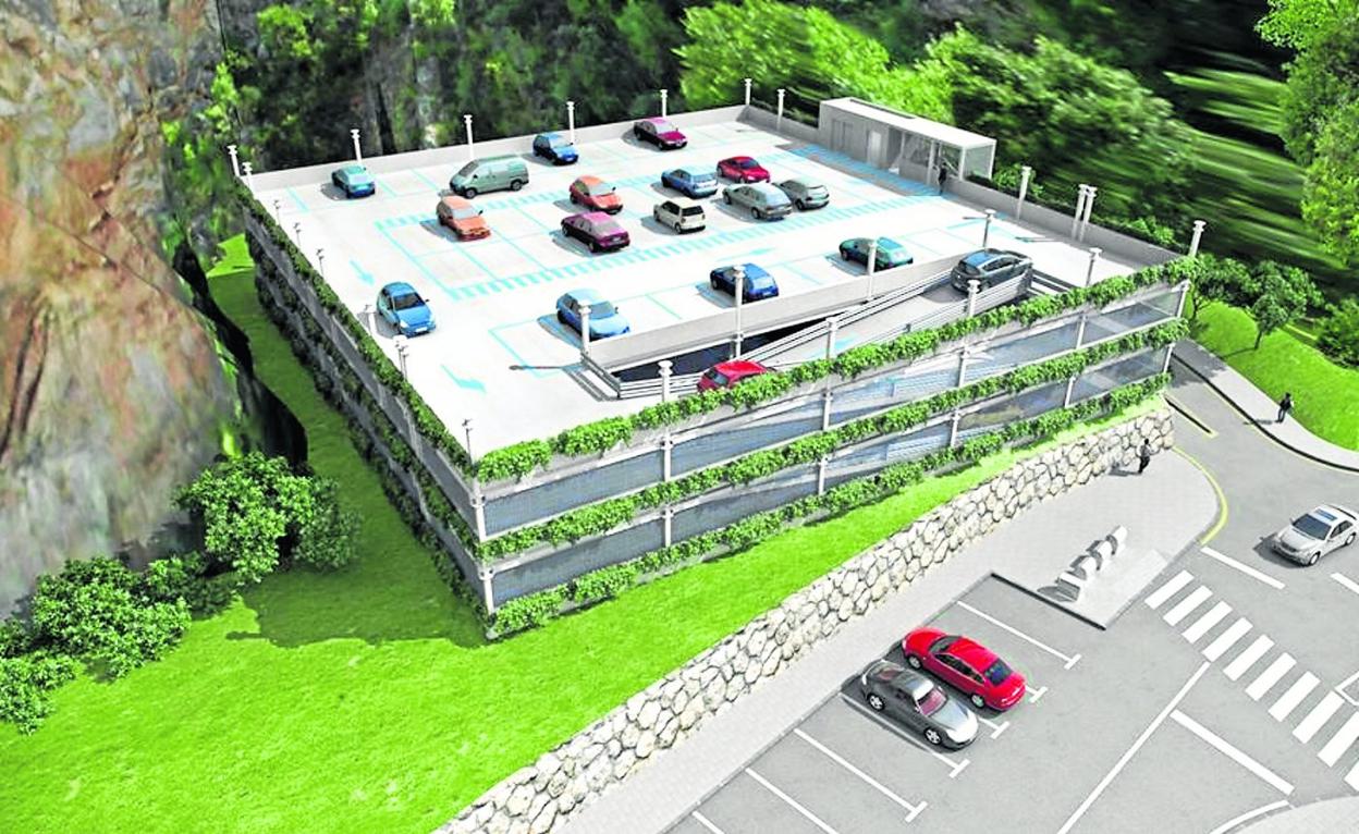 Infografía de cómo sería el aparcamiento que se quiere levantar en la antigua cantera de El Carmen. 