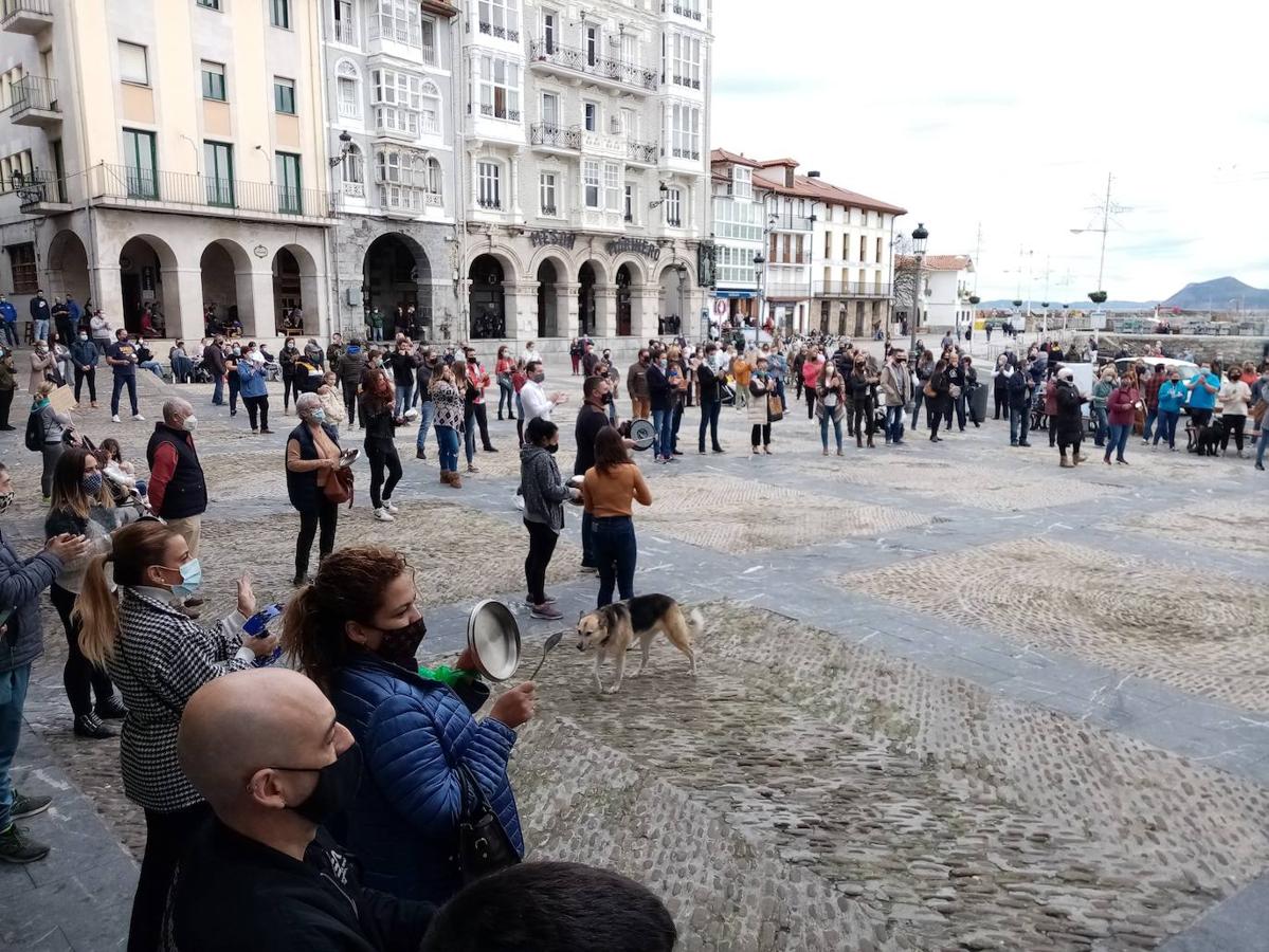 Comerciantes, hosteleros y otros empresarios, durante la movilización