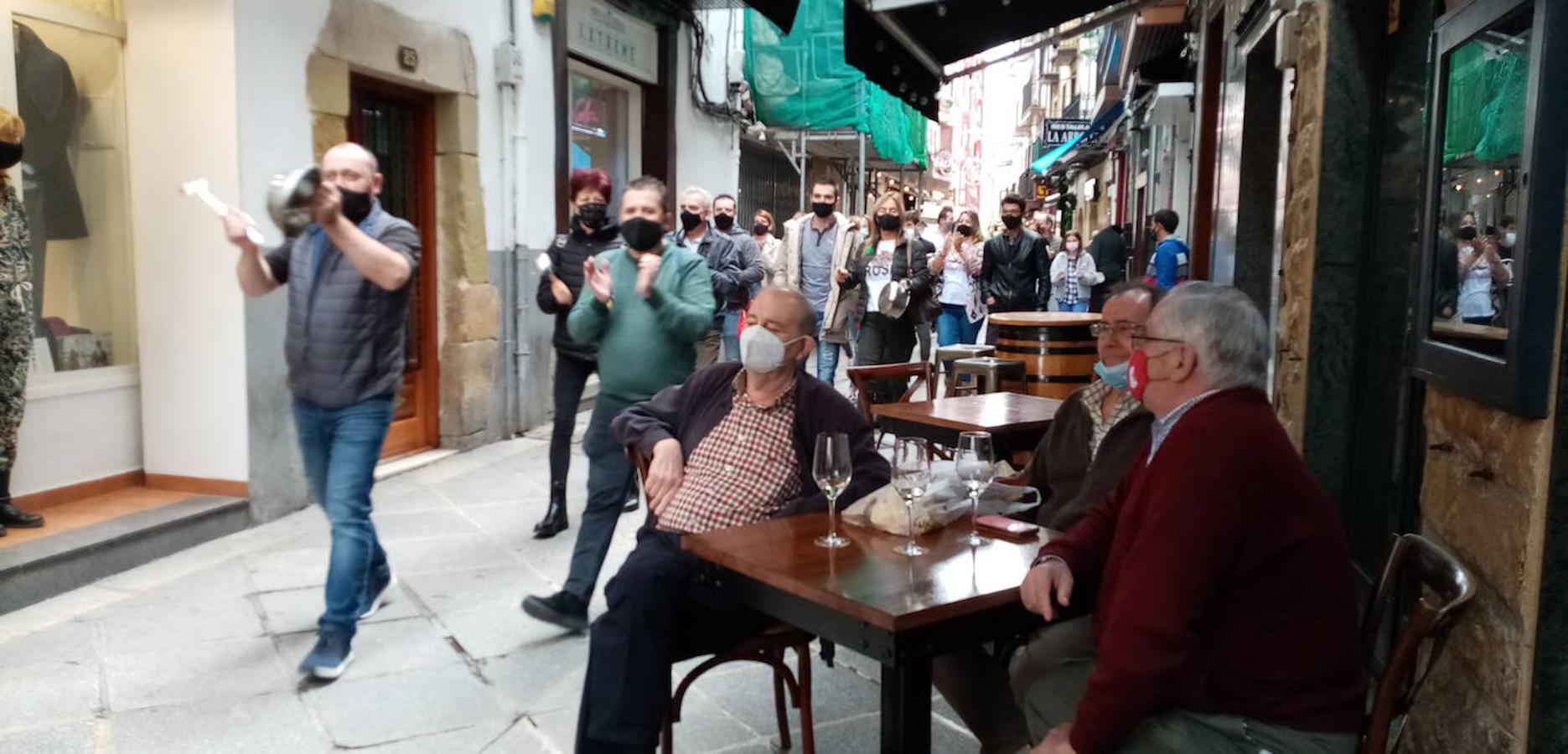 Comerciantes, hosteleros y otros empresarios, durante la movilización