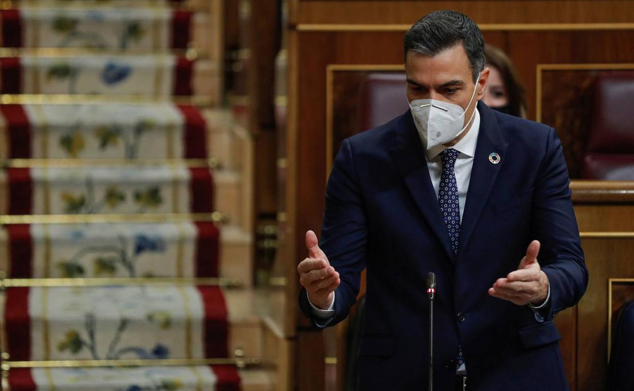 El presidente del Gobierno, Pedro Sánchez, en el Congreso. 