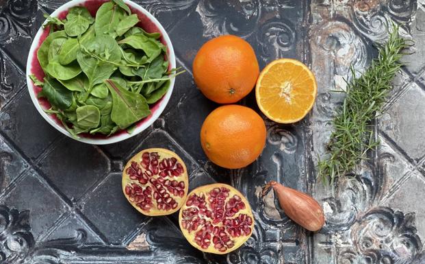 Ingredientes para la ensalada de Navidad.