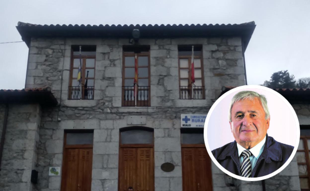 Consultorio rural de Miera y en la foto pequeña, Ricardo España, portavoz del PP en el Ayuntamiento de Miera.