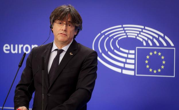 Carles Puigdemont, este martes durante su comparecencia en el Parlamento Europeo.