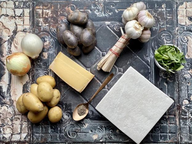 Ingredientes para la tarta tatin de patatas.