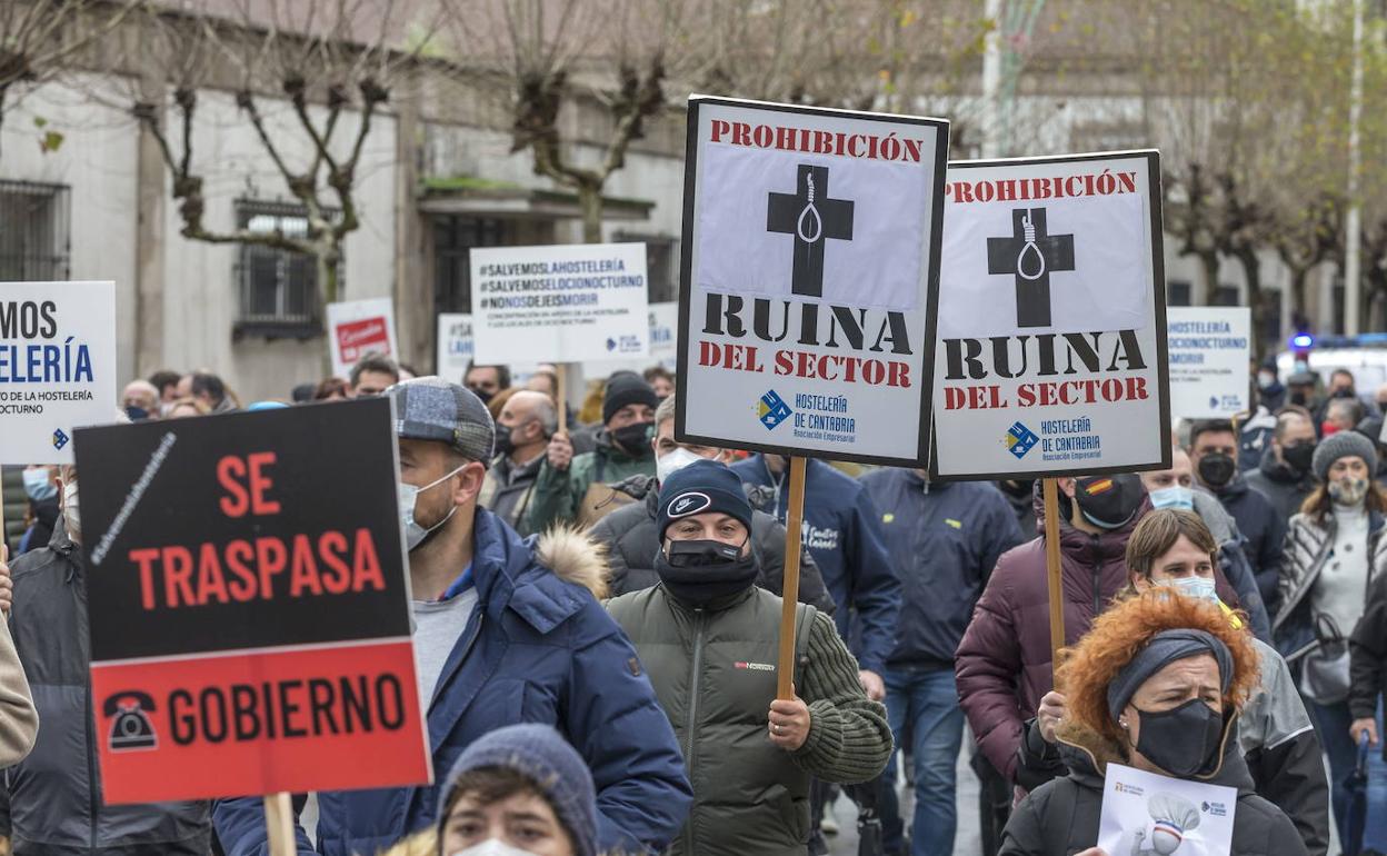 Imagen de una de las protestas de los hosteleros 