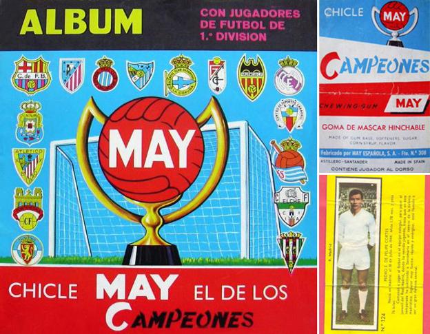 Álbum de cromos de la marca May. Los deliciosos chicles que se elaboraban en El Astillero y repartían cromos de futbolistas.