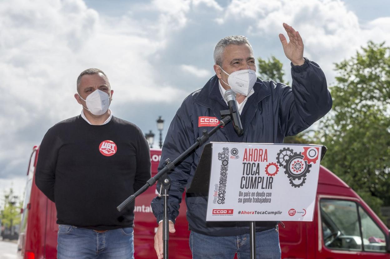 Carlos Sánchez, en los actos reivindicativos del pasado 1 de Mayo. 