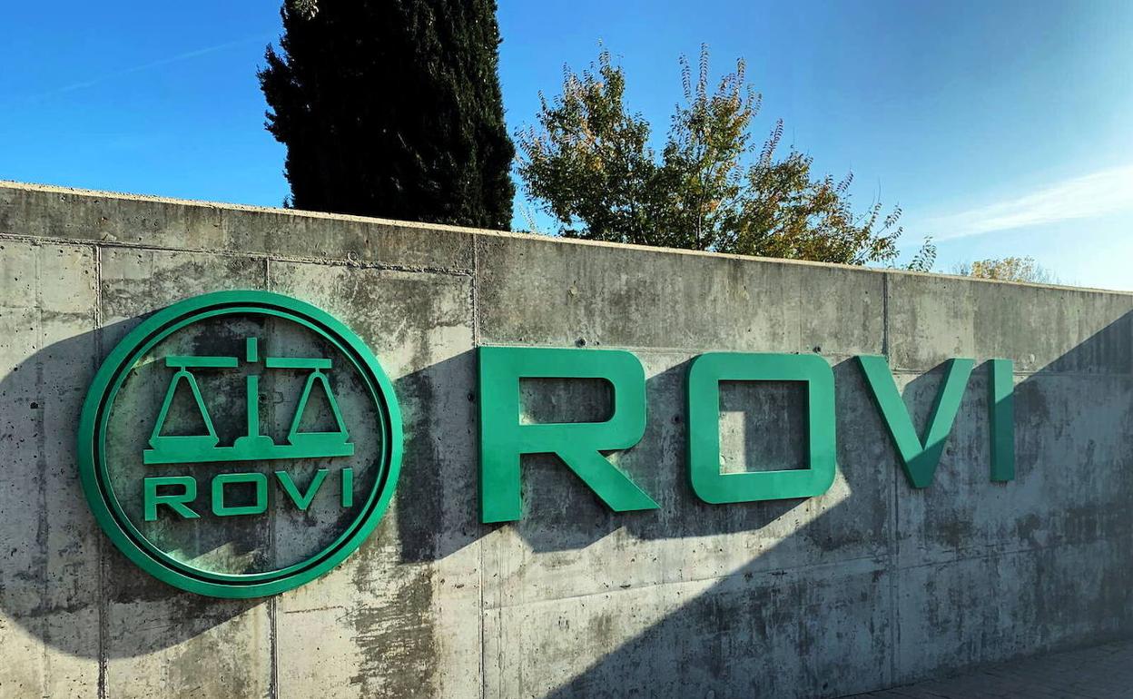 Logo de la empresa Rovi en su sede de San Sebastián de los Reyes.