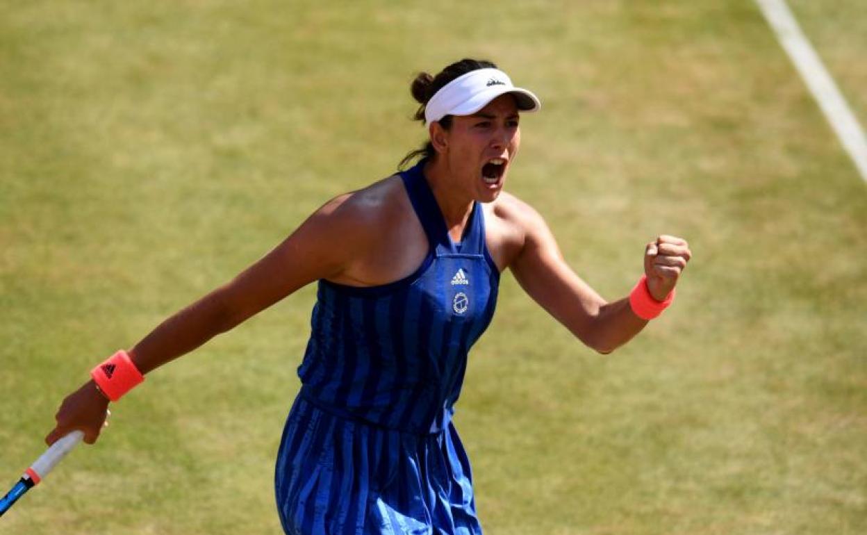 Muguruza celebrando un punto en Berlín