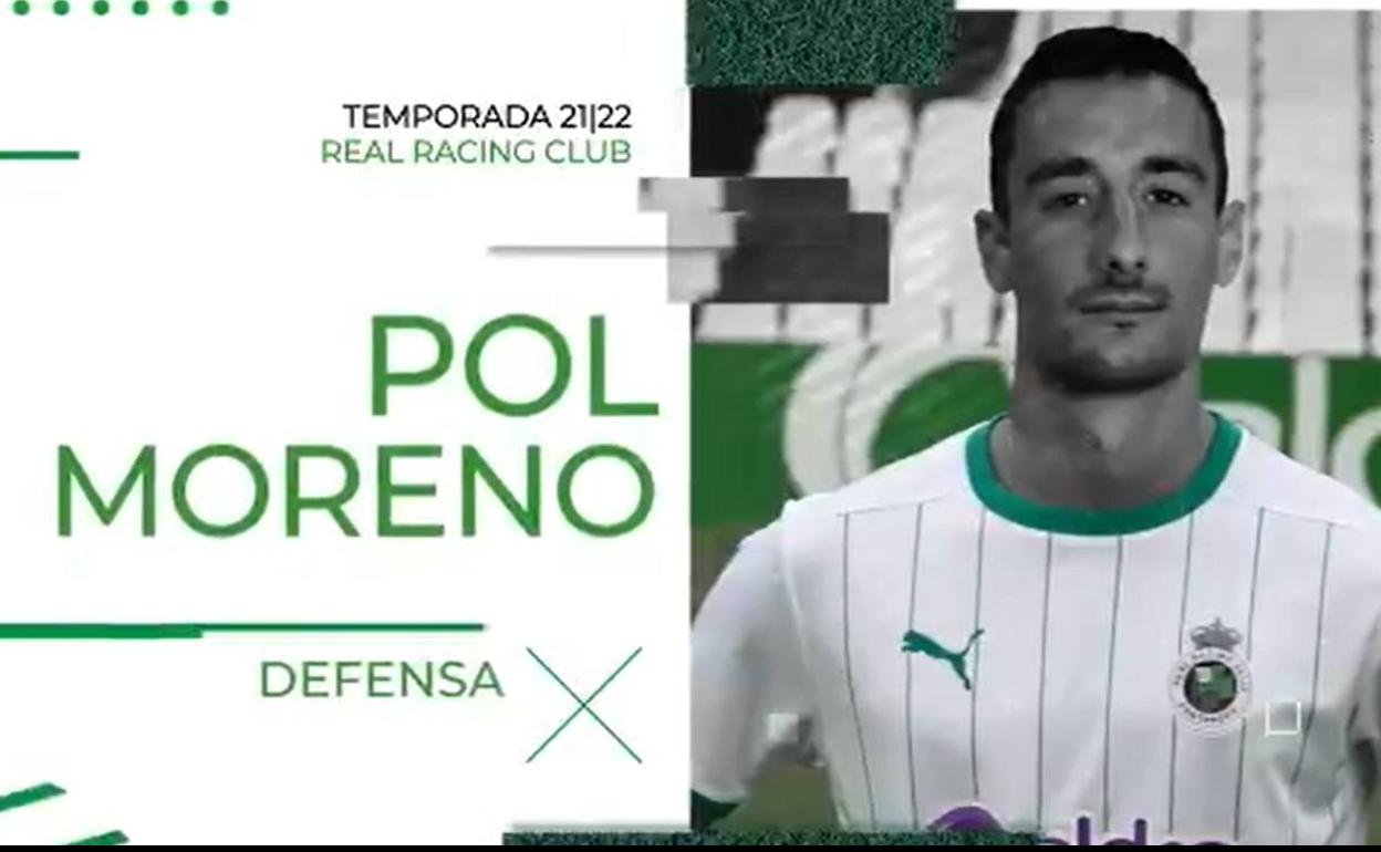 Pol Moreno, nuevo jugador del Racing.