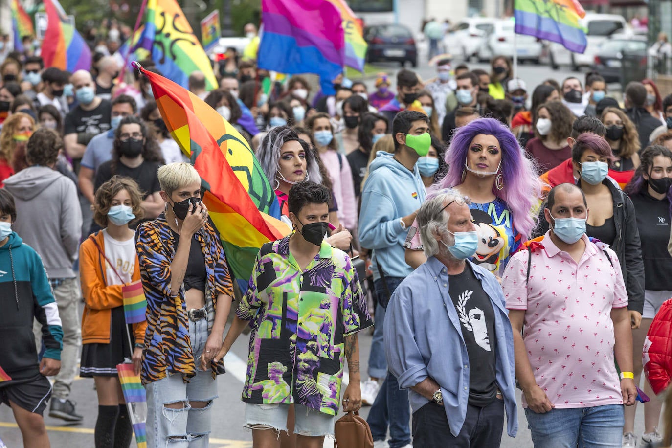 El acto central de la semana LGTBI, que el año pasado no se celebró por la pandemia, grita en Santander a favor de la tolerancia y contra «el odio de la ultraderecha»