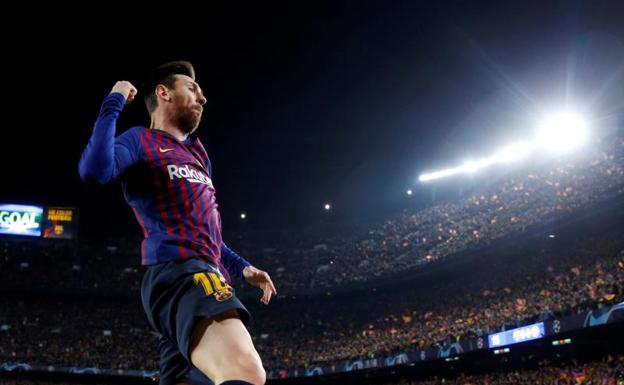 Messi celebra un gol en el Camp Nou. 