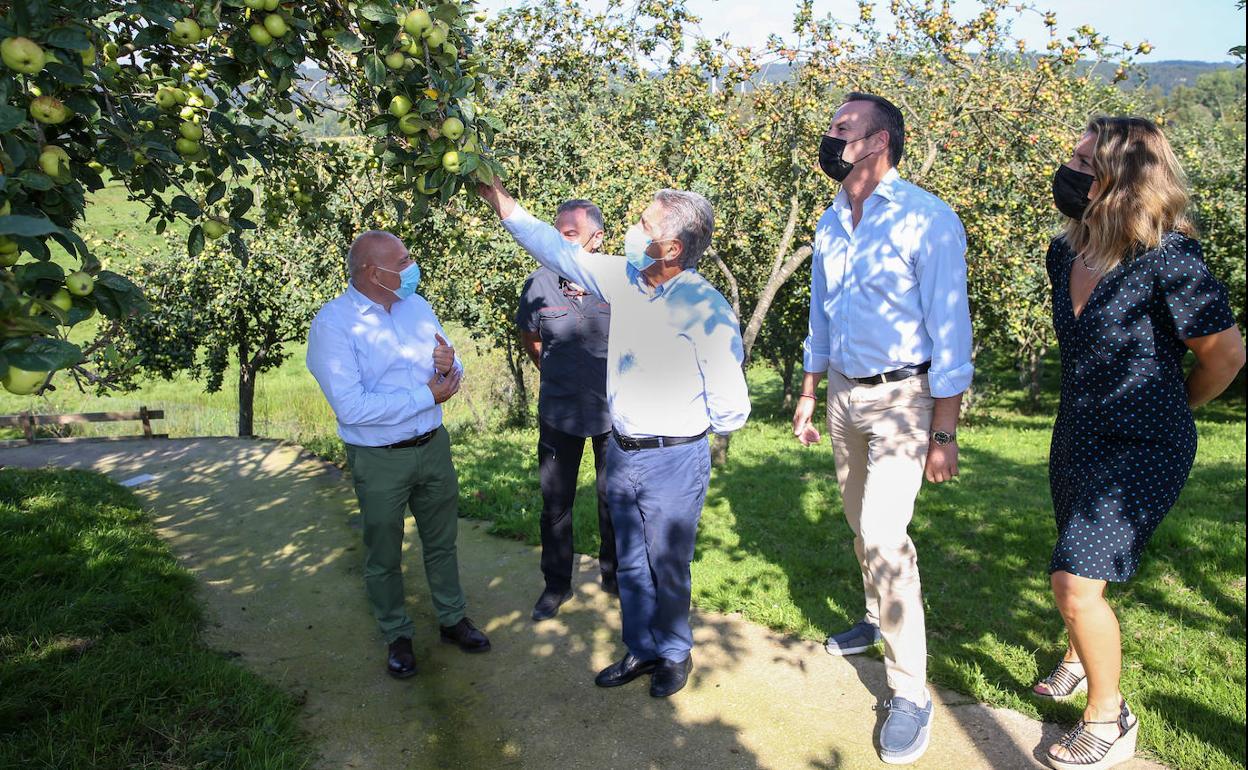 Revilla, esta mañana en su visita a la Sidrería Somarroza, en Renedo de Piélagos.