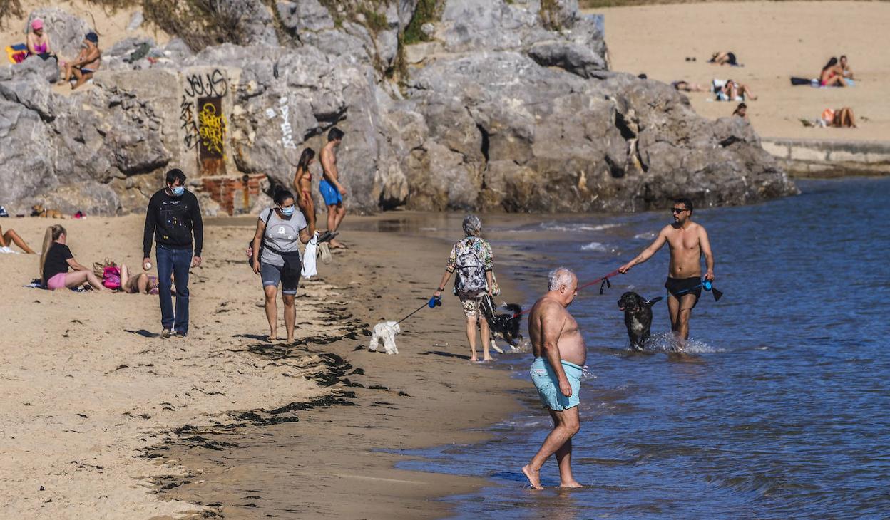Las altas temperaturas empujaron este martes a los santanderinos a las playas, que recuperaron una estampa típicamente estival. 