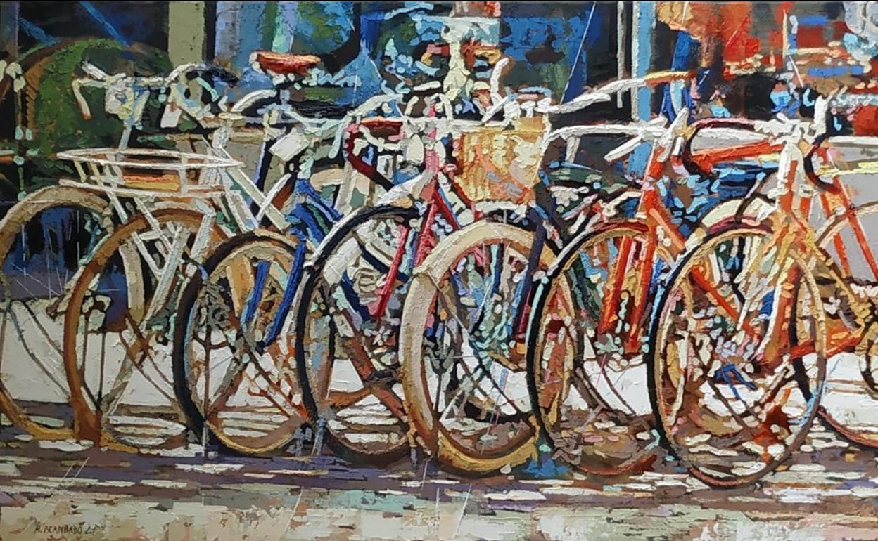 'Bicicletas' es una de las obras del pintor salmantino que forma parte de la muestra. 