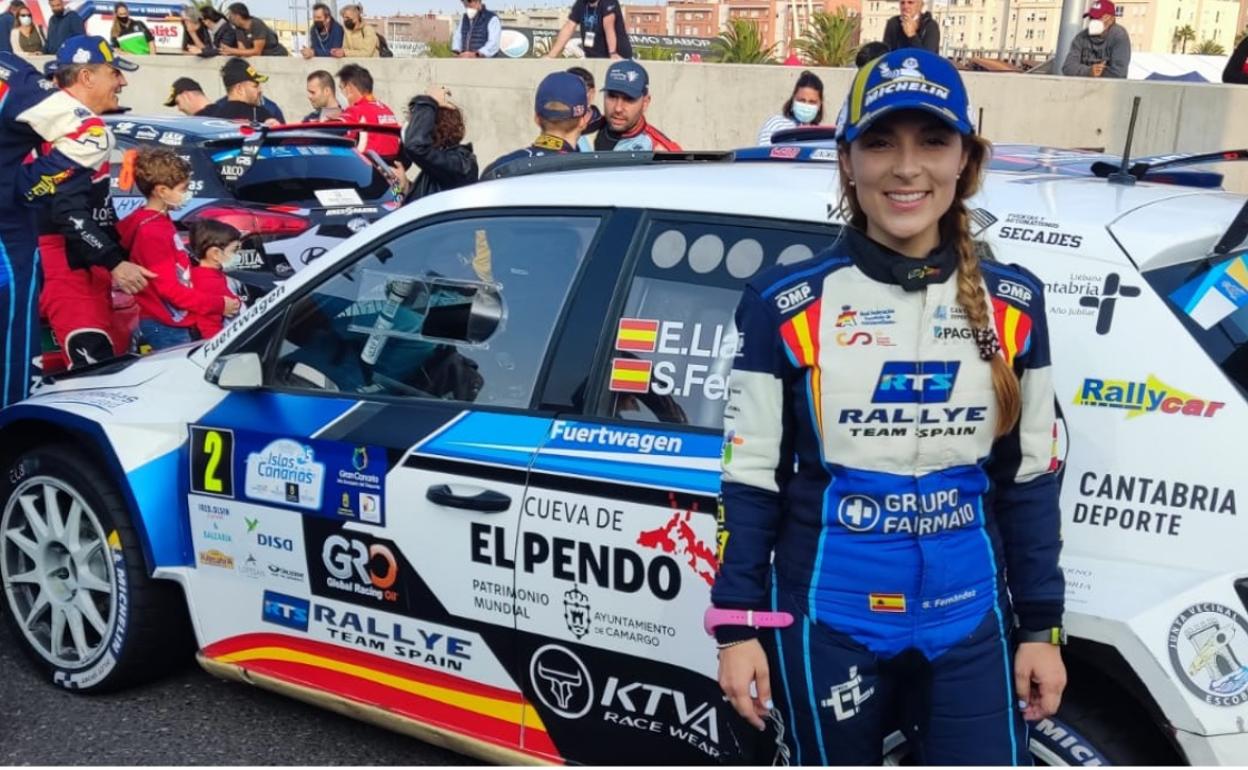 Sara Fernández, tras ganar el título europeo de copilotos en el Rally Islas Canarias.