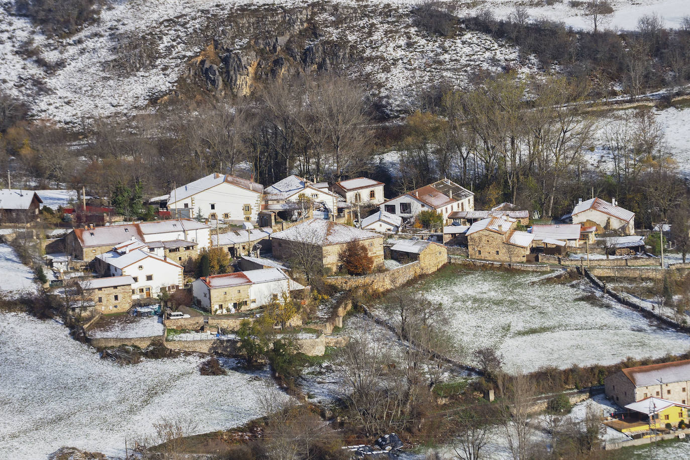 Paisajes nevados en Campoo.