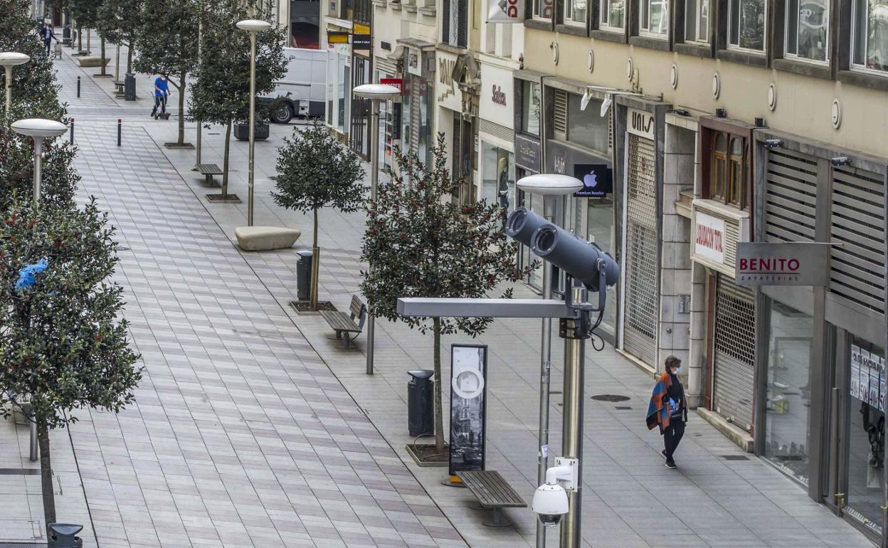 Calles vacías de Santander durante el confinamiento de abril de 2020. 