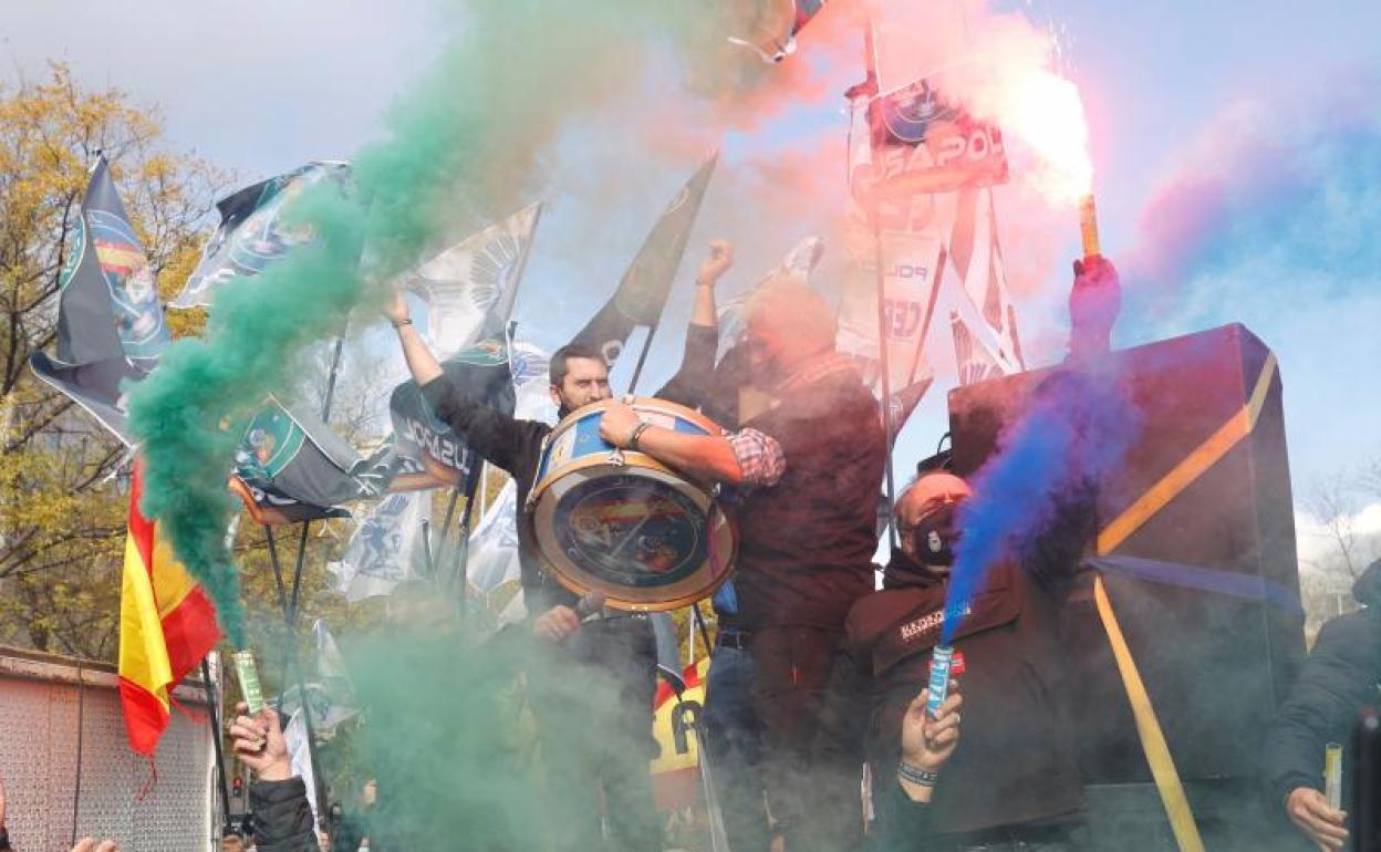 Imagen de la manifestación de hoy contra la nueva ley mordaza. 