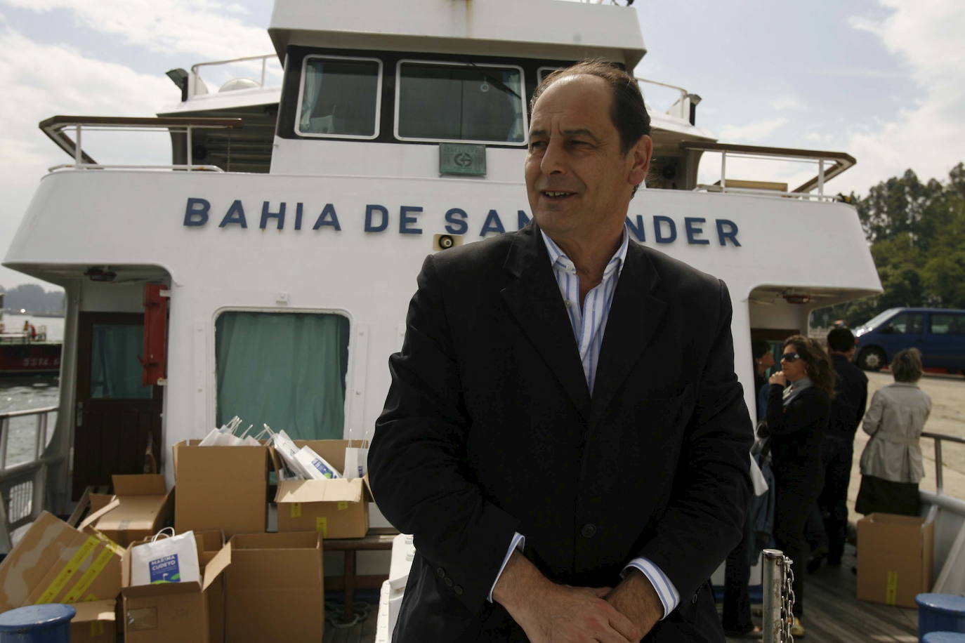 Imagen de mayo de 2008 de Severiano Ballesteros durante la inauguración de los Itinerarios Ambientales por Barco