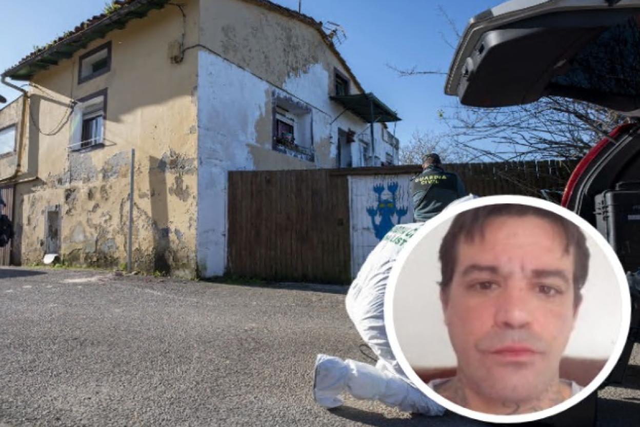 Efectivos de la Guardia Civil, en el entorno de la casa de Liaño (Villaescusa) donde se produjo el asesinato de Eva y su bebé. 