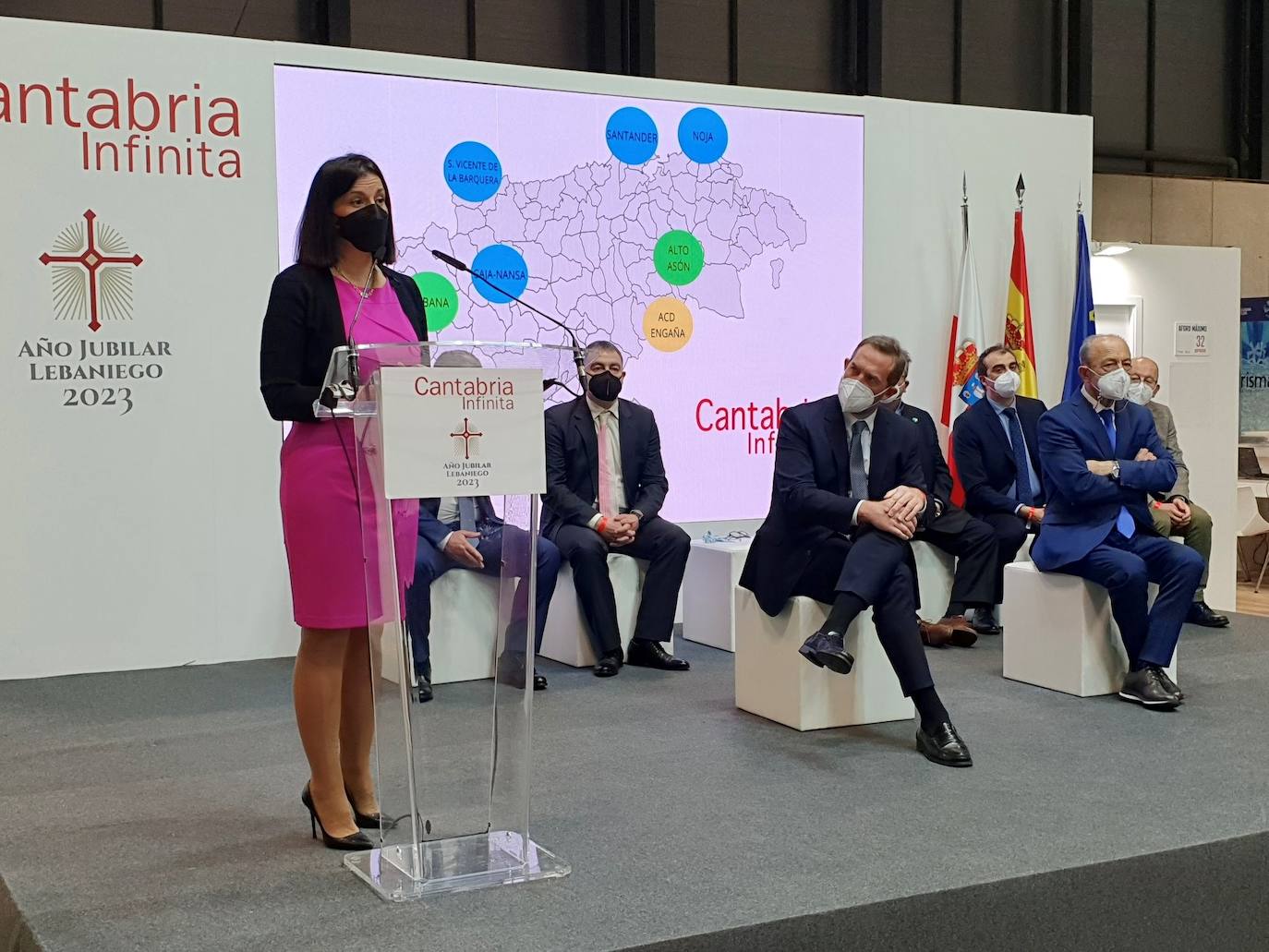 La alcaldesa de Santander durante su intervención en la presentación de los planes de sostenibilidad turística