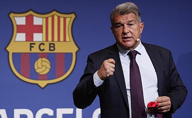 Joan Laporta, durante su comparecencia. 