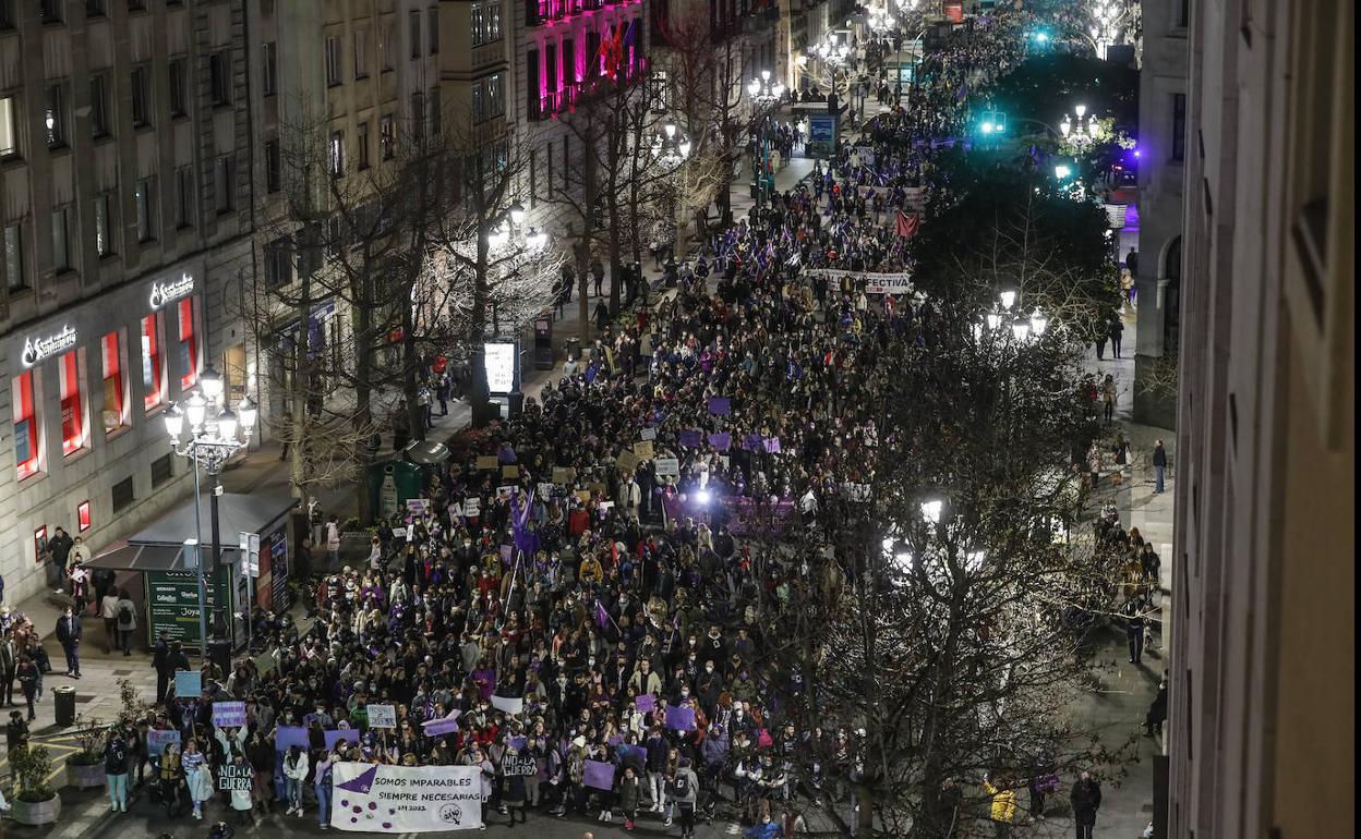 Imagen de la manifestación del 8M en Santander.