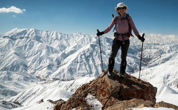 Parvaneh Kazemi en el monte Khatun, en Irán