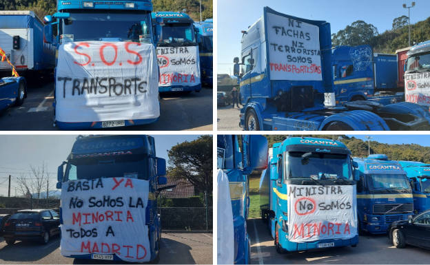 Durante más de una hora, los camiones y furgonetas fueron llegando a Raos para emprender juntos la marcha a Santander. La salida se retrasó hasta las 11.40, porque seguían llegando más y más vehículos y por un problema inesperado con el permiso de la Delegación del Gobierno, que finalmente se solventó.