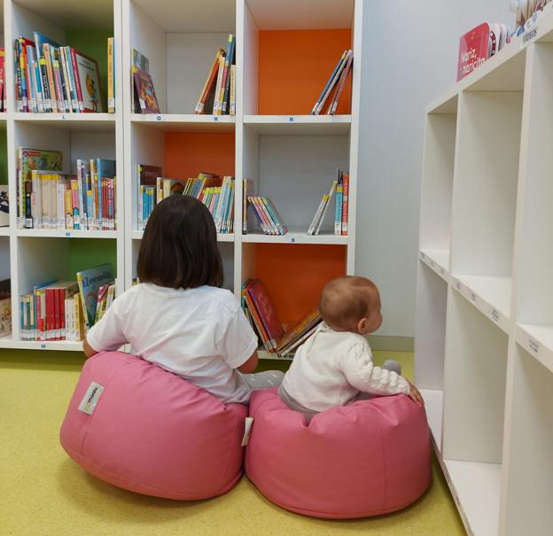 Las pequeñas en la biblioteca.