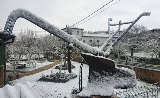 Paisajes nevados en Valderredible, este viernes por la mañana.