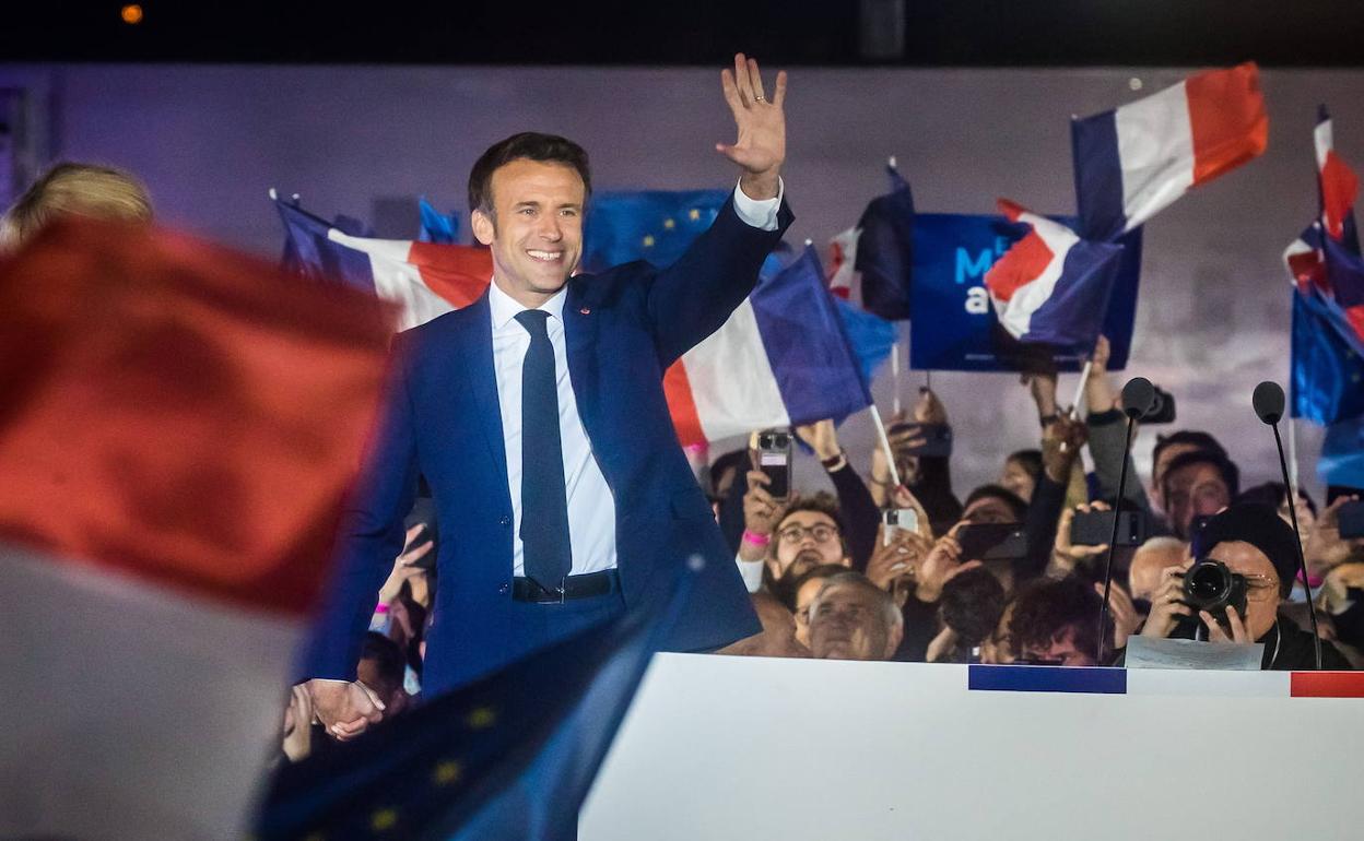 El presidente de Francia, Emmanuel Macron, tras ganas las elecciones presidenciales. 