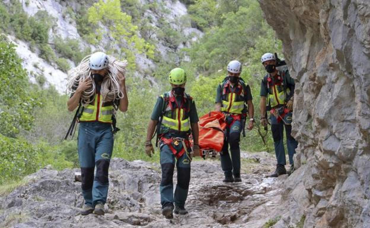 Imagen del Greim de Potes durante un rescate.