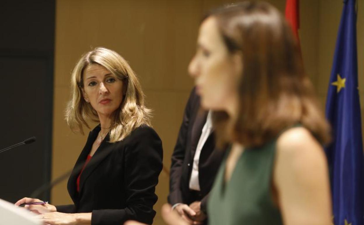 Yolanda Díaz e Ione Belarra, durante una comparecencia conjunta. 