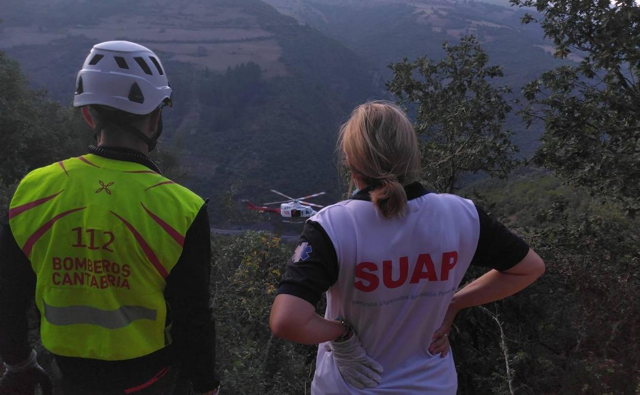 Imagen de la evacuación del accidentado.