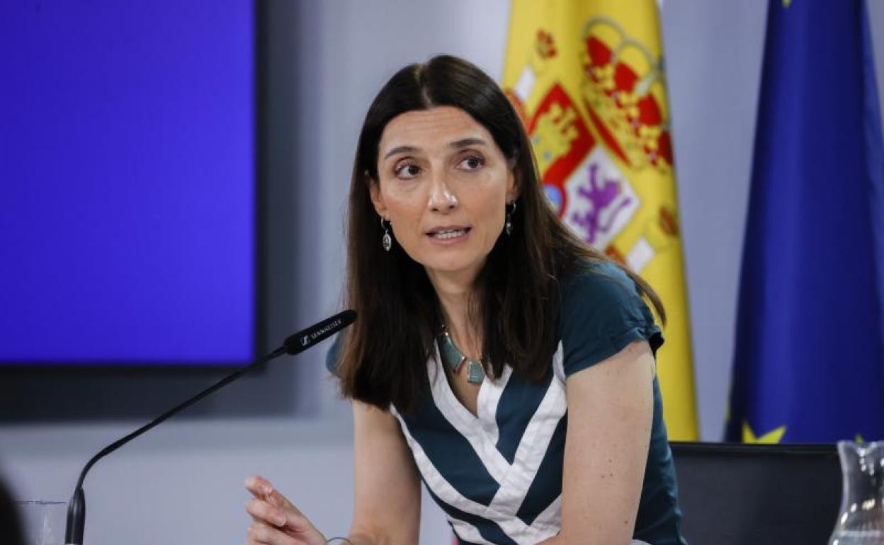 La ministra de Justicia, Pilar Llop durante la rueda de prensa tras el Consejo de Ministros celebrado este martes en La Moncloa.