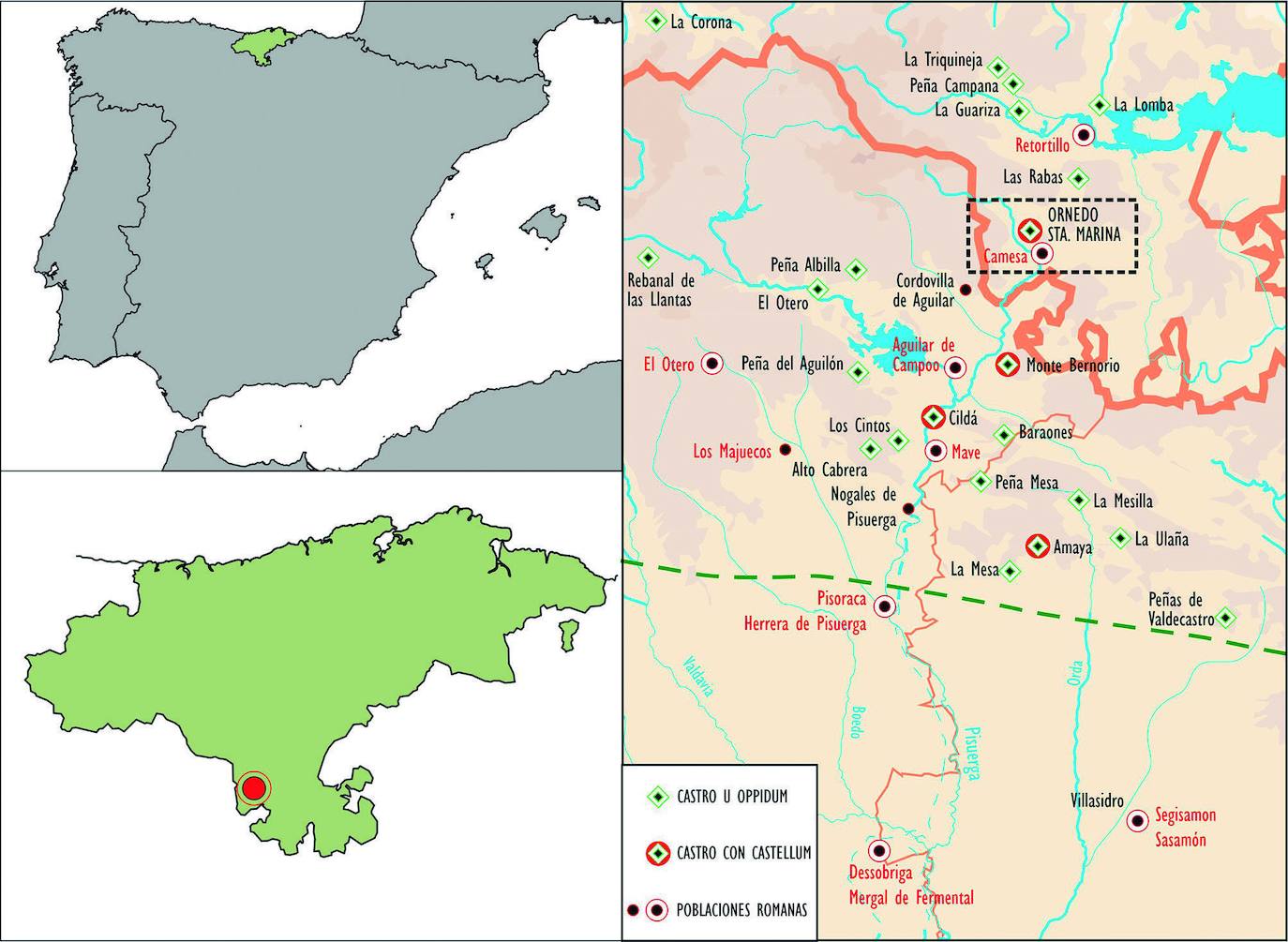 Mapa que ubica el yacimiento de Monte Ornedo.