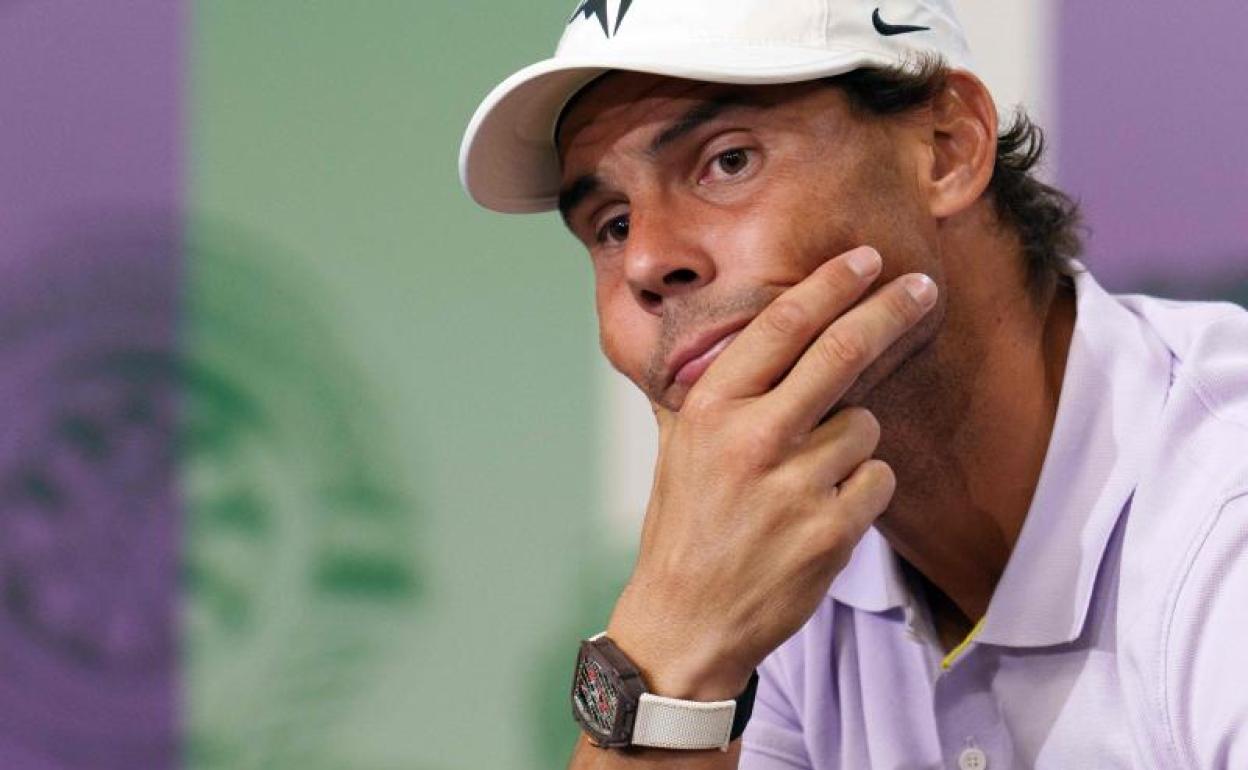 Rafa Nadal, en conferencia de prensa en Wimbledon. 