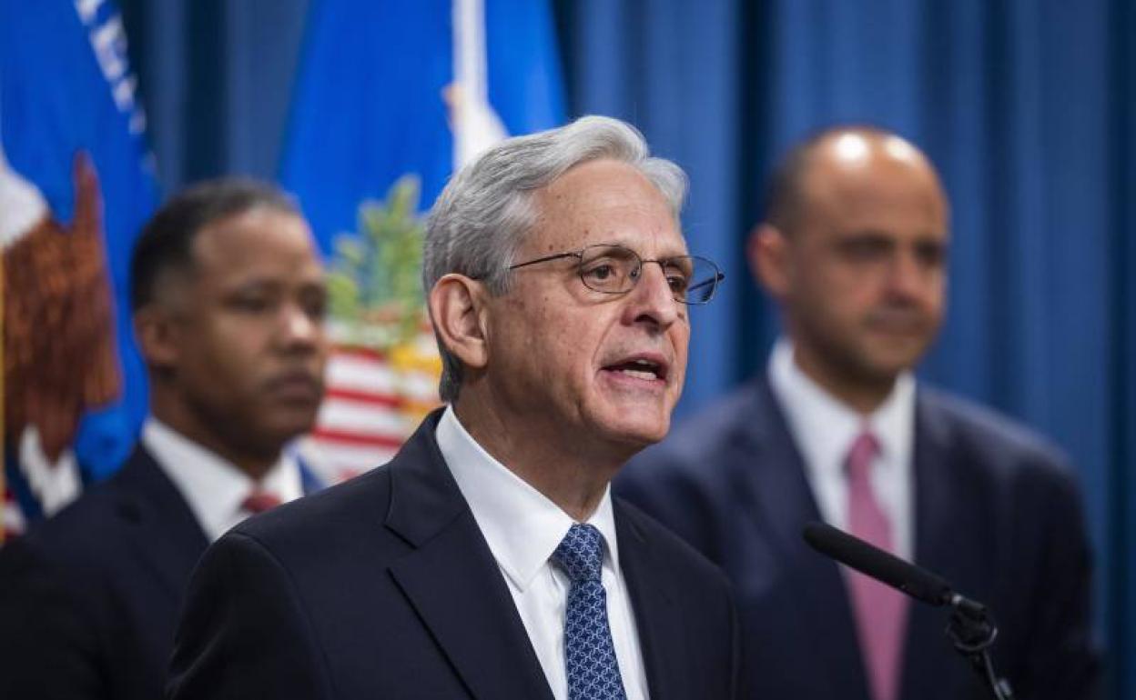 El secretario de Justicia y fiscal general de Estados Unidos, Merrick Garland, este viernes durante su comparecencia para realziar el anuncio.