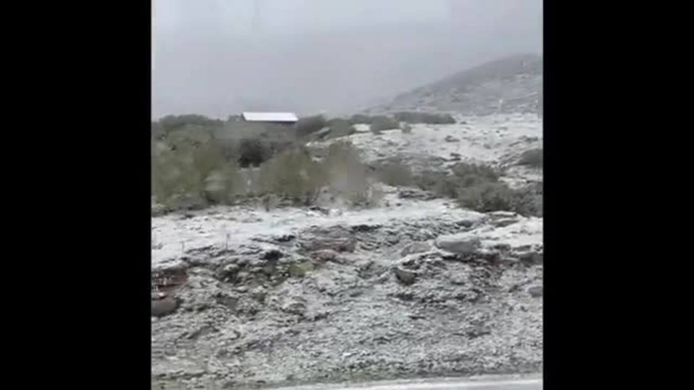 Captura de un vídeo en el que se aprecia la nevada de primera hora de la mañana en Brañavieja.