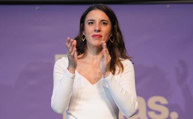 La ministra de Igualdad, Irene Montero, en un acto de este fin de semana 