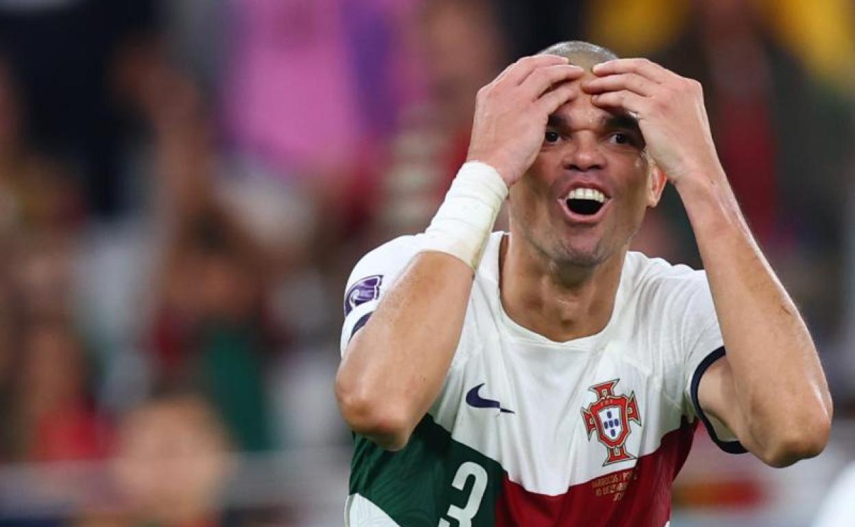 El central portugués Pepe, durante un partido de la Copa del Mundo.