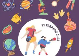 Cartel diseñado por el Ayuntamiento de Camargo para anunciar el programa de actividades con motivo de la conmemoración del Día de la Mujer y la ciencia