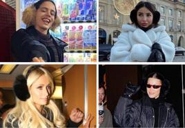 Rosalía, Alexandra Pereira, Paris Hilton y Bella Hadid luciendo orejeras.