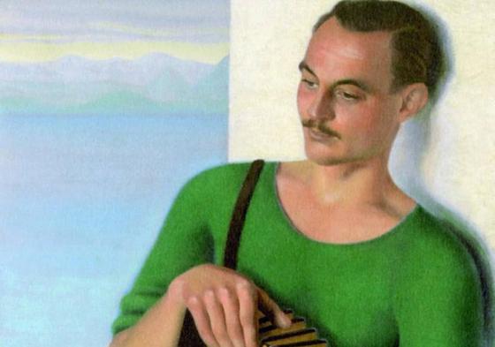 Hierro tocando la concertina, 1944, de Jesús Alonso.