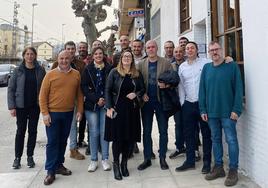Unai Sordo junto a responsables de CCOO de Cantabria en su visita a Reinosa