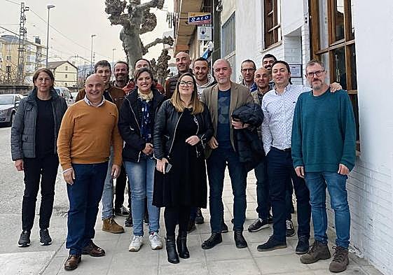 Unai Sordo junto a responsables de CCOO de Cantabria en su visita a Reinosa